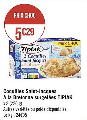coquilles saint-jacques à la bretonne surgelées tipiak