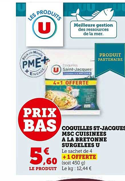 coquilles st-jacques msc cuisinées à la bretonne surgelées u