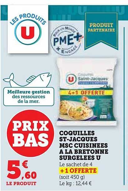 coquilles st-jacques msc cuisinées à la bretonne surgelées u