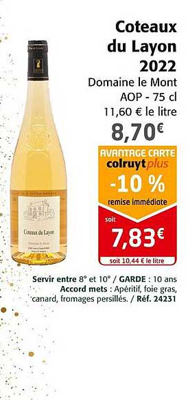 coteaux du layon 2022 domaine le mont aop