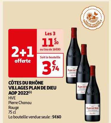 côtes du rhône villages plan de dieu aop 2022 hve pierre chanau rouge