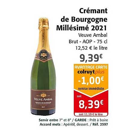 crémant de bourgogne millésimé 2021 veuve ambal
