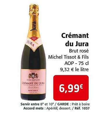crémant du jura brut rosé michel tissot & fils