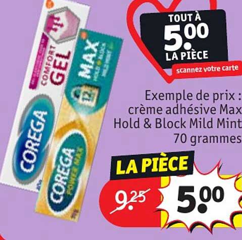 crème adhésive max hold & block mild mint