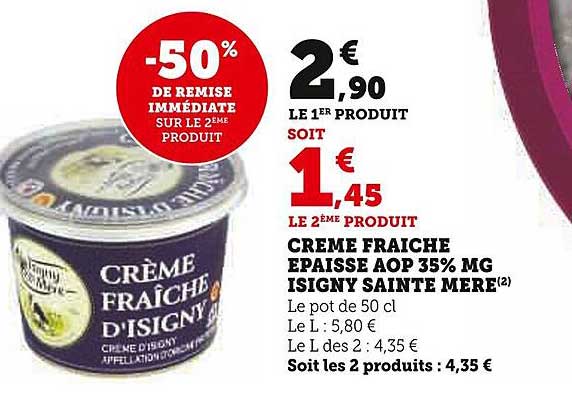crème fraîche épaisse aop 35% mg isigny sainte mère