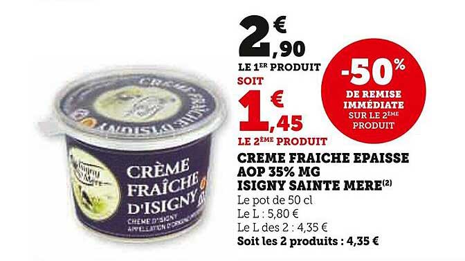 crème fraîche épaisse aop 35% mg isigny sainte mère
