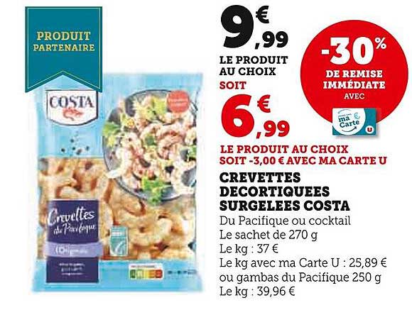Crevettes Décortiquées Surgelées Costa