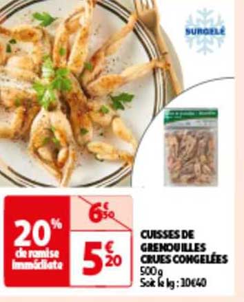 cuisses de grenouilles crues congelées