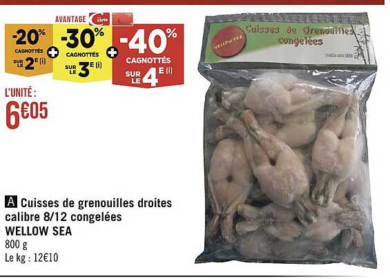 cuisses de grenouilles droites calibre 8/12 congelées wellow sea