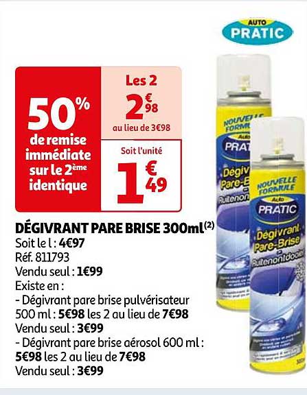 dégivrant pare brise 300ml auto pratc