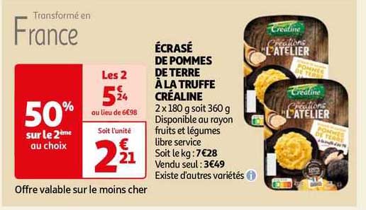 écrasé De Pommes De Terre à La Truffe Créaline