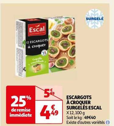 escargots à croquer surgelés escal