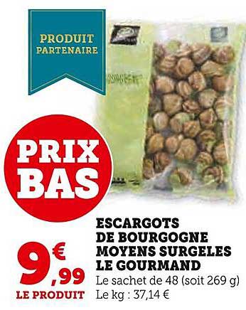 escargots de bourgogne moyens surgelés le gourmand