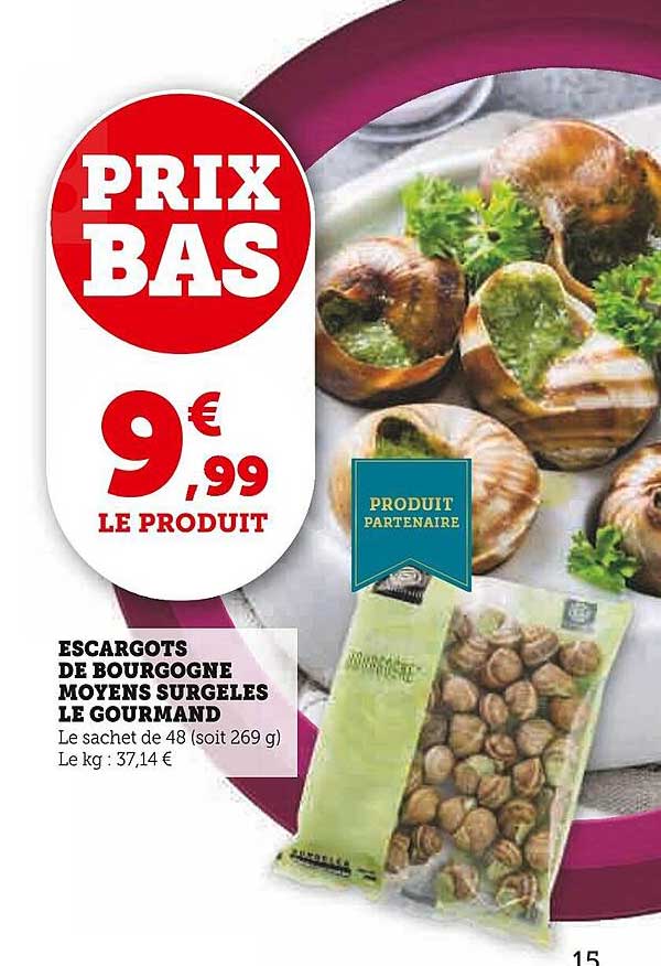 escargots de bourgogne moyens surgelés le gourmand