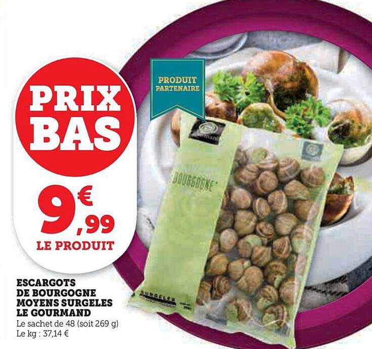 escargots de bourgogne moyens surgelés le gourmand