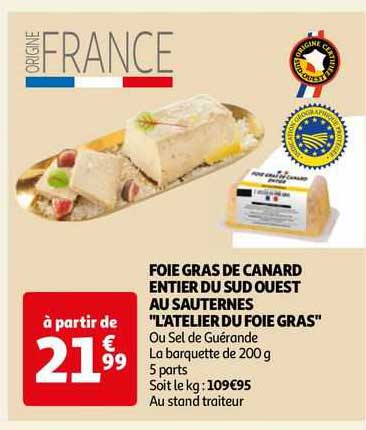foie gras de canard entier du sud ouest au sauternes "l'atelier du foie gras"