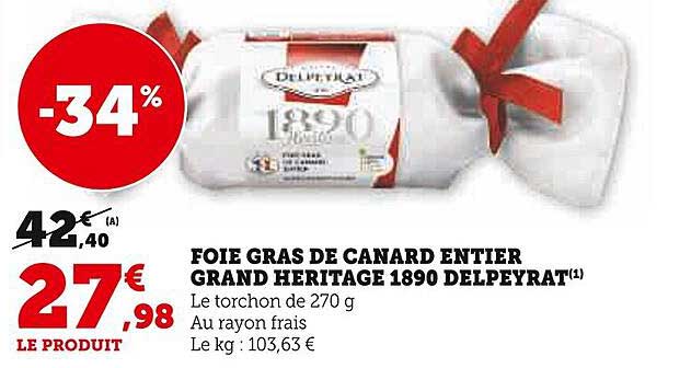 Foie Gras De Canard Entier Grand Héritage 1890 Delpeyrat