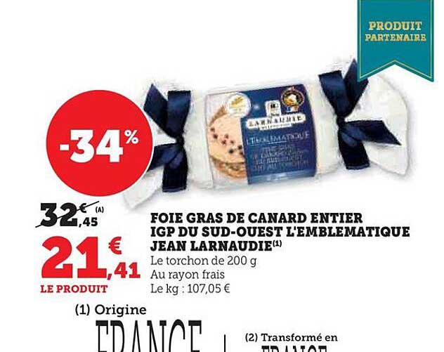 foie gras de canard entier igp du sud-ouest l'emblématique jean larnaudie
