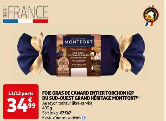 foie gras de canard entier torchon igp du sud-ouest grand héritage montfort