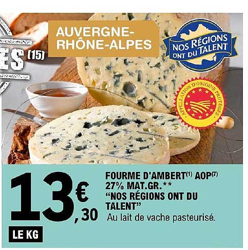 fourme d'ambert aop 27% mat. gr. "nos régions ont du talent"