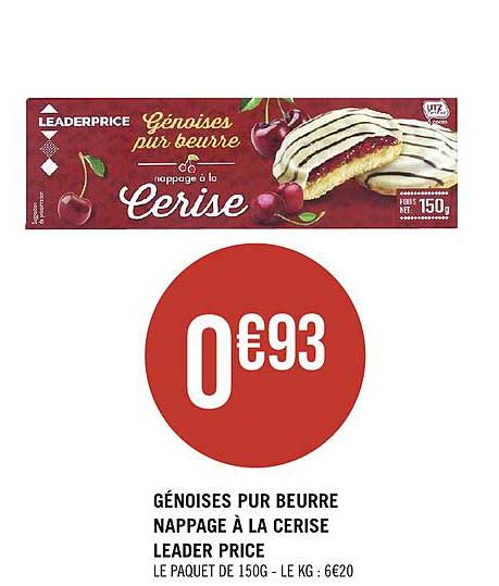 génoises pour beurre nappage à la cerise leader price