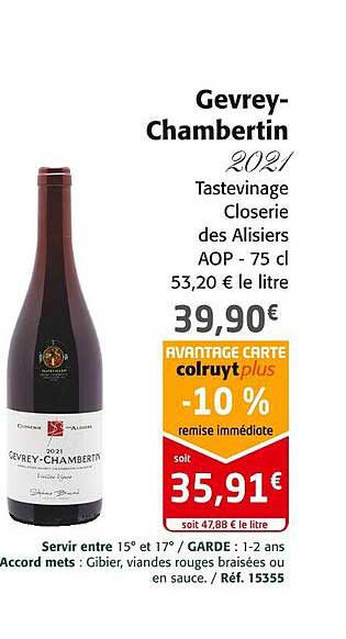 gevrey-chambertin 2021 tastevinage closiers aop