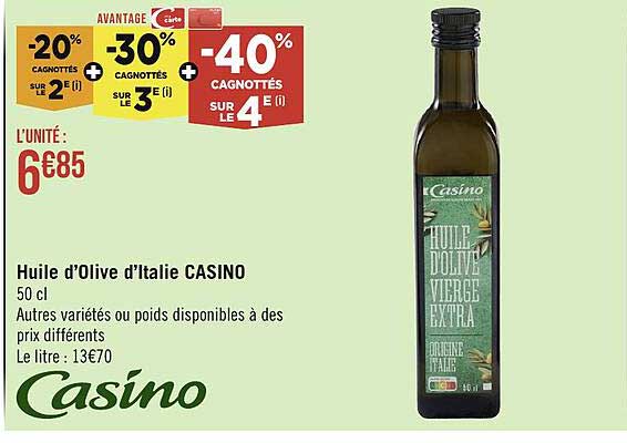 huile d'olive d'italie casino