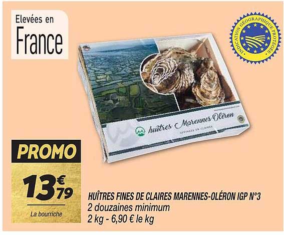 huîtres fines de claires marennes-oléron igp n°3