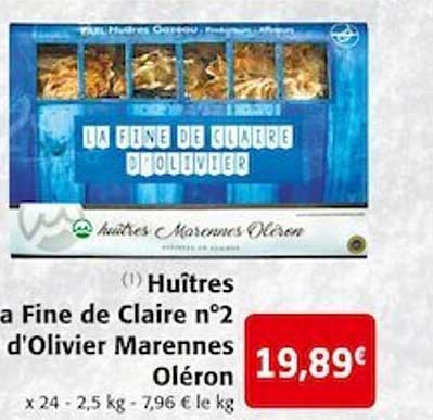 huîtres la fine de claire n°2 d'olivier marennes oléron