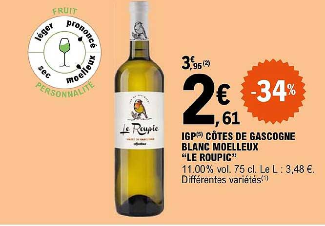 igp côtes de gascogne blanc moelleux "le roupic"