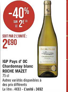 igp pays d'oc chardonnay blanc roche mazet