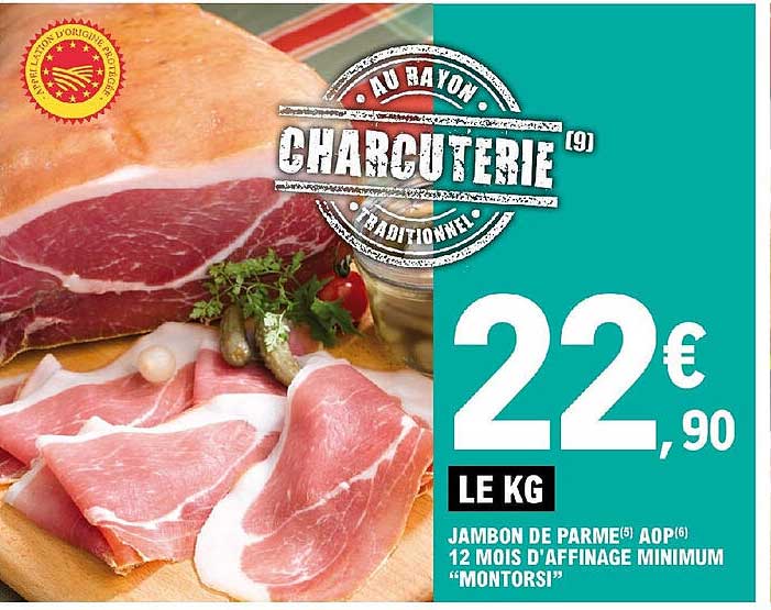 jambon de parme aop 12 mois d'affinage minimum "montorsi"