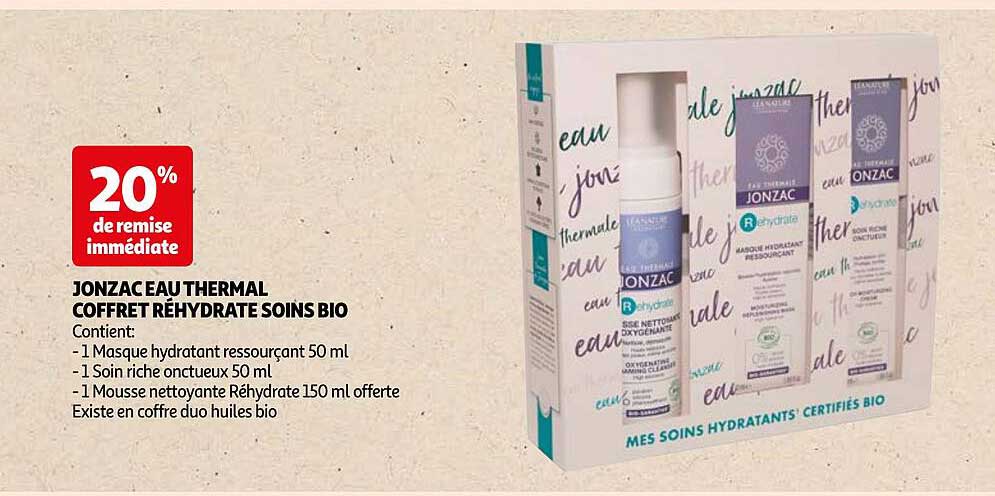jonzac eau thermal coffret réhydrate soins bio