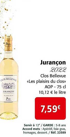 jurançon 2022 clos bellevue «les plaisirs du clos» aop