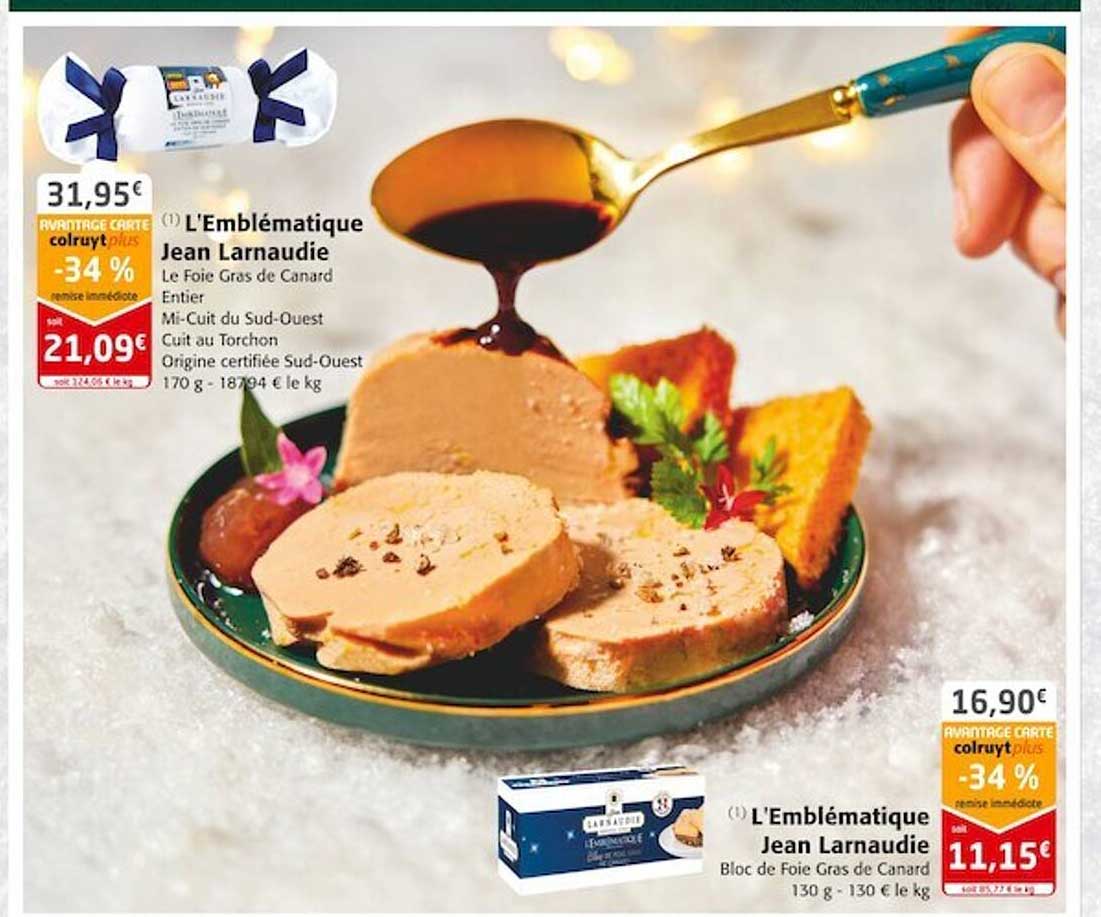 l'emblématique jean larnaudie le foie gras de canard entier mi-cuit du sud-ouest , l'emblématique jean larnaudie bloc de foie gras de canard