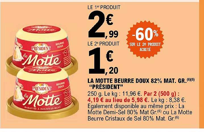 la motte beurre doux 82% mat.gr. "président"
