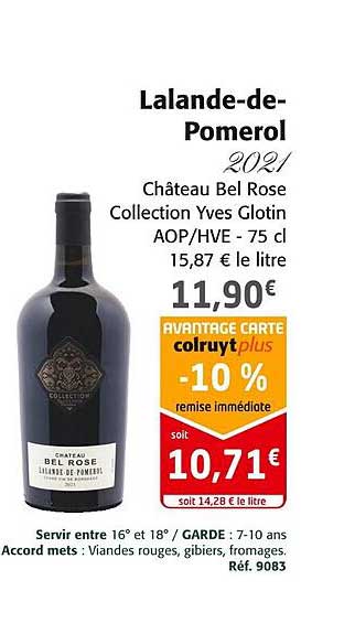 lalande-de-pomerol 2021 château bel  rose collection yves glotin aop/hve
