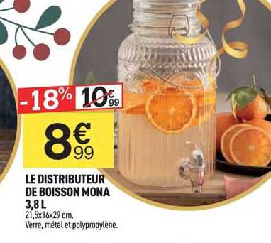 le distributeur de boisson mona 3,8 l