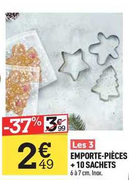 les 3 emporte-pièces + 10 sachets