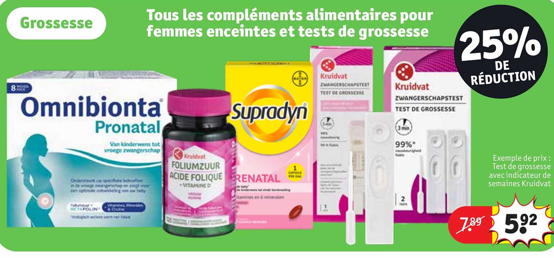 les compléments alimentaires pour femmes enceintes et tests de grossesse