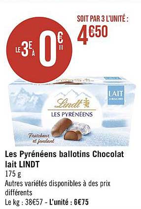 les pyrénéens ballotins chocolat lait lindt