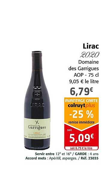 lirac 2020 domaine des garrigues aop