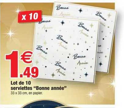 lot de 10 serviettes "bonne année"