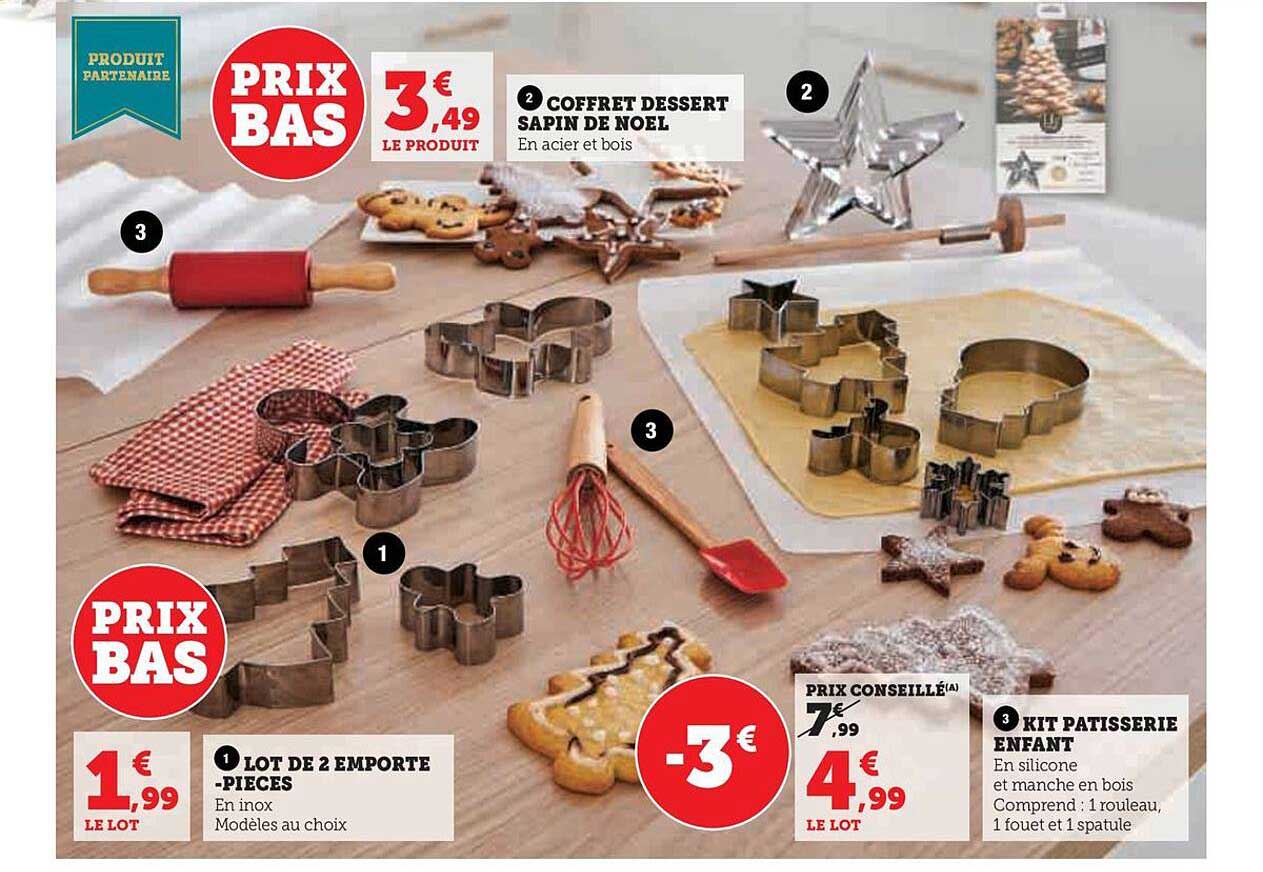 lot de 2 emporte-pièces, coffret dessert sapin de noël, kit pâtisserie enfant