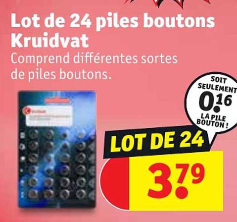 Lot De 24 Piles Boutons Kruidvat