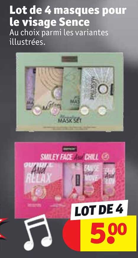lot de 4 masques pour le visage sence