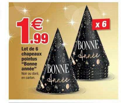 lot de 6 chapeaux pointus "bonne année"