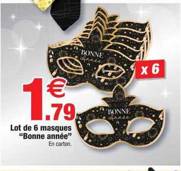 lot de 6 masques "bonne année"