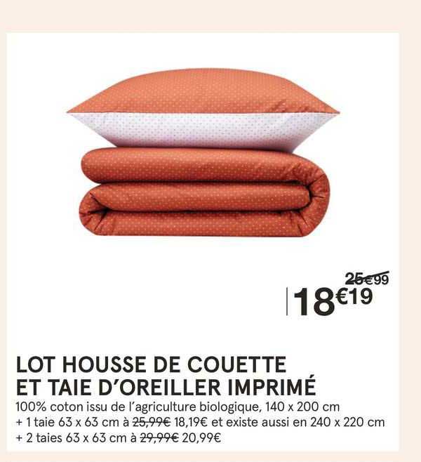 lot housse de couette et taie d'oreiller imprimé