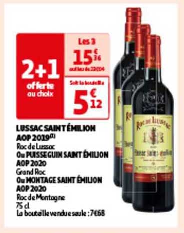 lussac saint émilion aop 2019 ou puisseguin saint émilion aop 2020 ou montagne saint émilion aop 2020